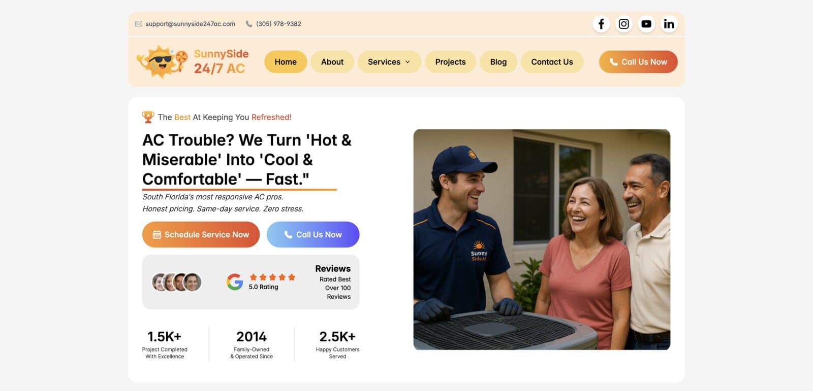 SunnySide 24/7 AC Business Website